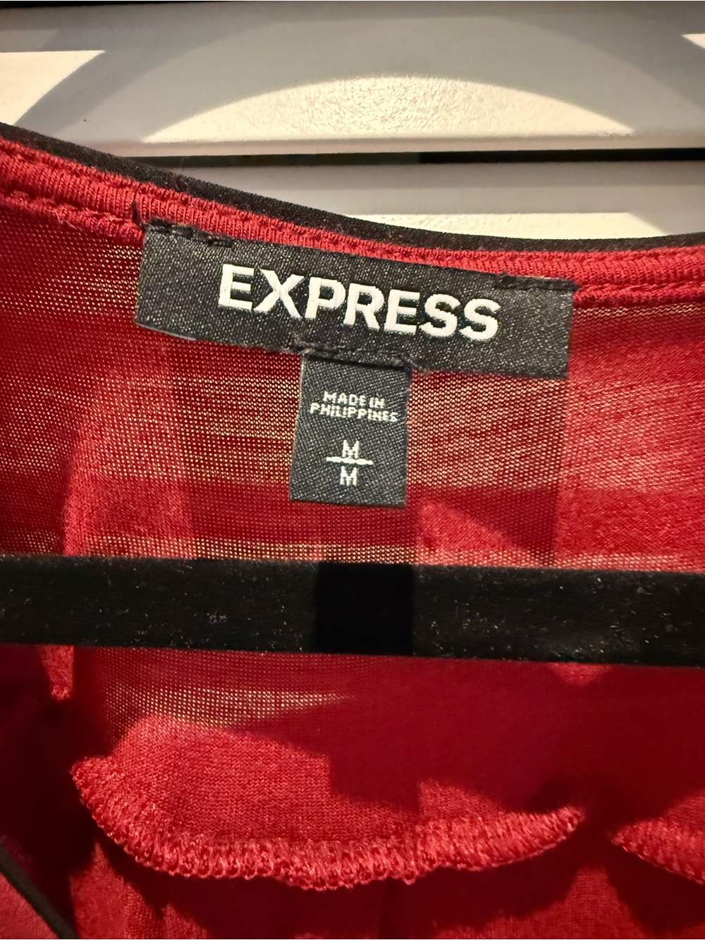 Express Red/Burgundy Sleeveless Zip-Front Tank with Black Trim - Picture 4 of 4